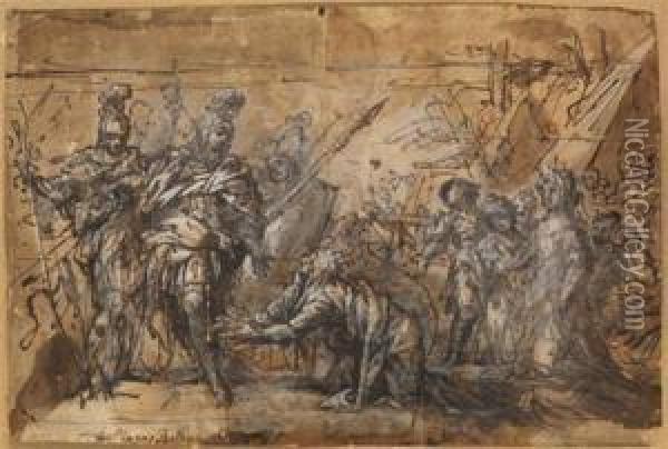 La Famille De Darius Au Pied D'alexandre Oil Painting - Lazzaro Baldi