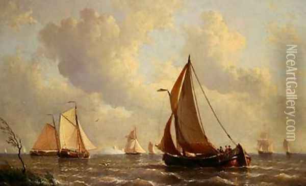 Boats Leaving Harbour Oil Painting - Everhardus Koster