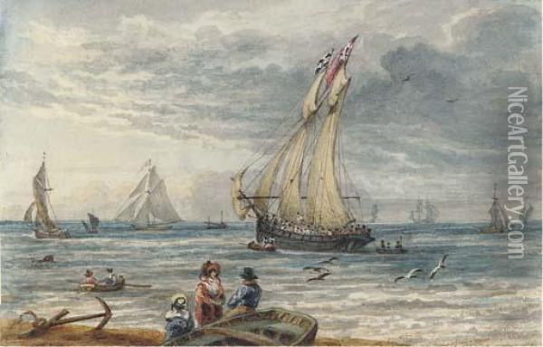 The Schooner Waterwitch Off Hastings Oil Painting - Thales Fielding