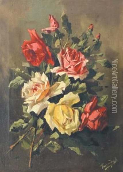 Roses Oil Painting - Tinus de Jongh