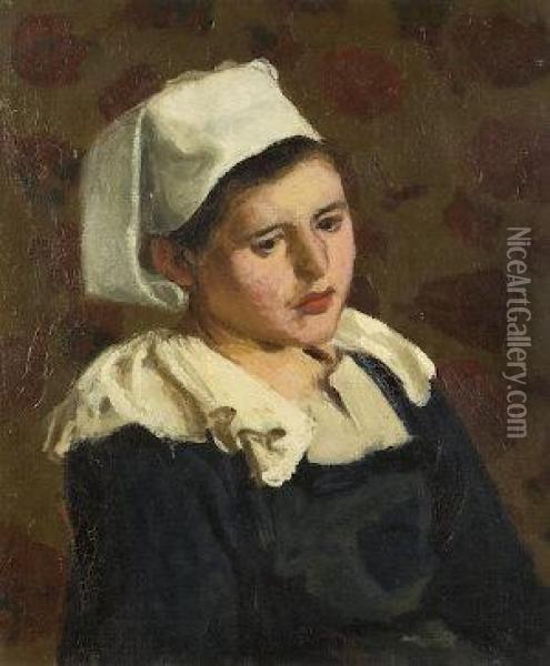 Portrait Of A Young Breton Woman Oil Painting - Roderic O'Conor