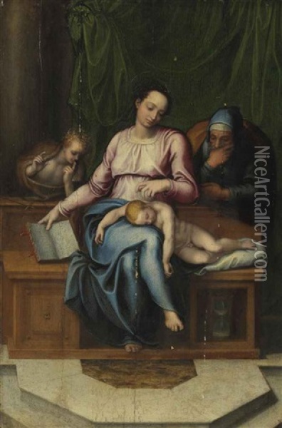 The Holy Family (il Silenzio) Oil Painting - Marcello Venusti
