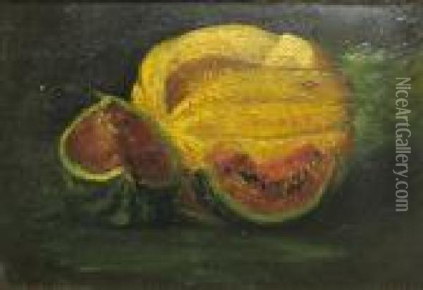 A Still Life With Melons Oil Painting - Gustave Courbet