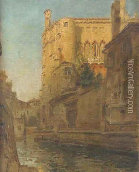 A Venetian backwater, late afternoon Oil Painting - Albert Tschautsch