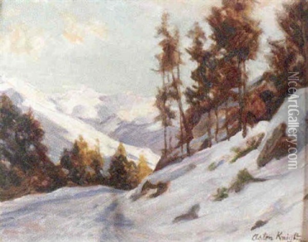 Pyrenees Orientales: On The Road From The Grand Hotel Oil Painting - Louis Aston Knight