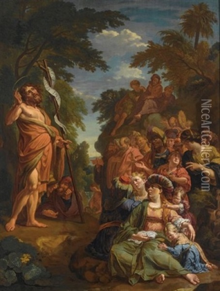 Saint John The Baptist Preaching In The Wilderness Oil Painting - Jacob Ignatius Roore