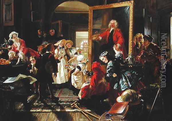 Hogarth's Studio in 1739 Oil Painting - Edward Matthew Ward