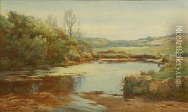 Penrose Pond,land's End Oil Painting - John Farquharson