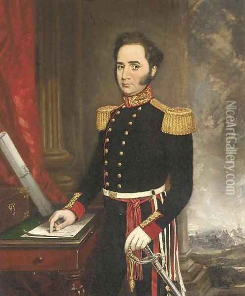 Portrait of General James Campbell in full military dress Oil Painting - English School