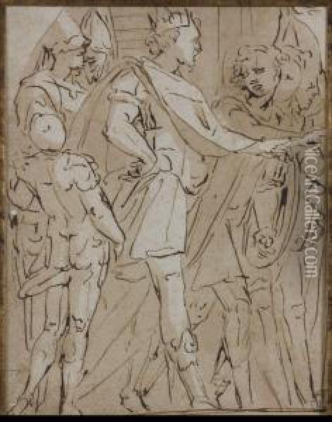 Scene De L'histoire Ancienne Avec Un Roi Dans Uncortege Oil Painting - Lazzaro Tavarone