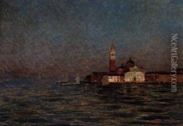 San Giorgio Maggiore, From Across The Lagoon Oil Painting - Emile Rene Menard
