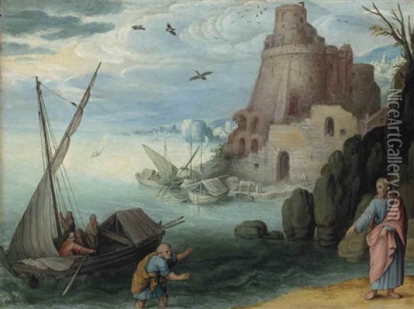 The Miraculous Draught Of Fishes Oil Painting - Willem van Nieulandt the Younger