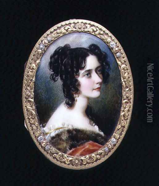 Portrait miniature of Georgina Carolina, Lady Astley, c.1827 Oil Painting - Simon Jacques Rochard