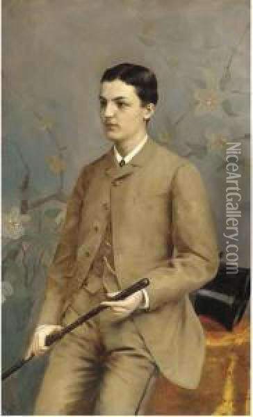 Portrait Of A Young Gentleman Oil Painting - Franz Dvorak