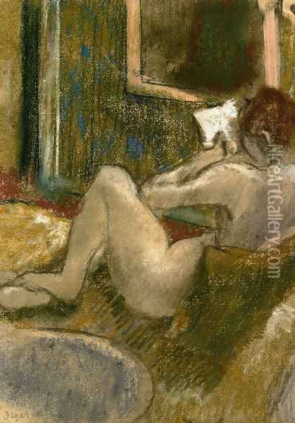 Nude from the Rear, Reading Oil Painting - Edgar Degas