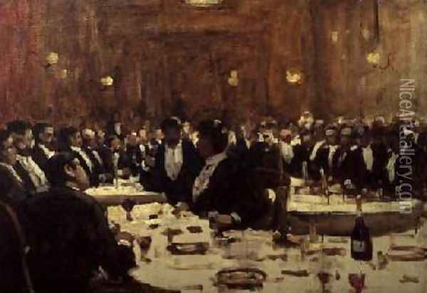 Company at Dinner Oil Painting - Arthur Melville
