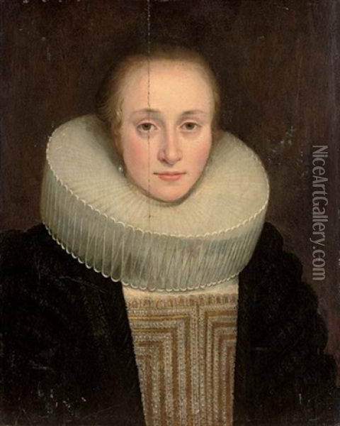 Portrait Of A Lady In A White Ruff Oil Painting - Michiel Janszoon van Mierevelt
