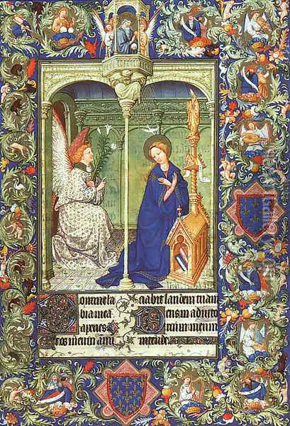Belles Heures de Duc du Berry -Folio 30- The Annunciation 1408-09 Oil Painting - Jean Limbourg