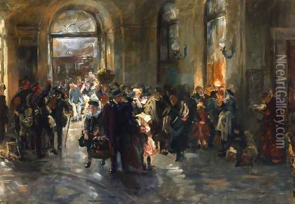 At the Station Oil Painting - Ferdinand Brutt