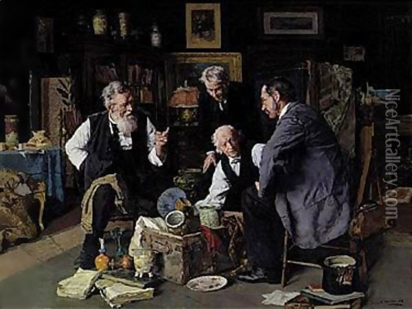 The connoisseurs Oil Painting - Louis Charles Moeller