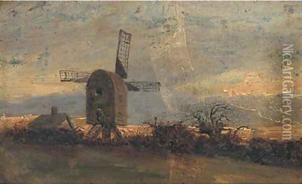 The windmill at Mousehold Heath, Norwich Oil Painting - John Berney Crome