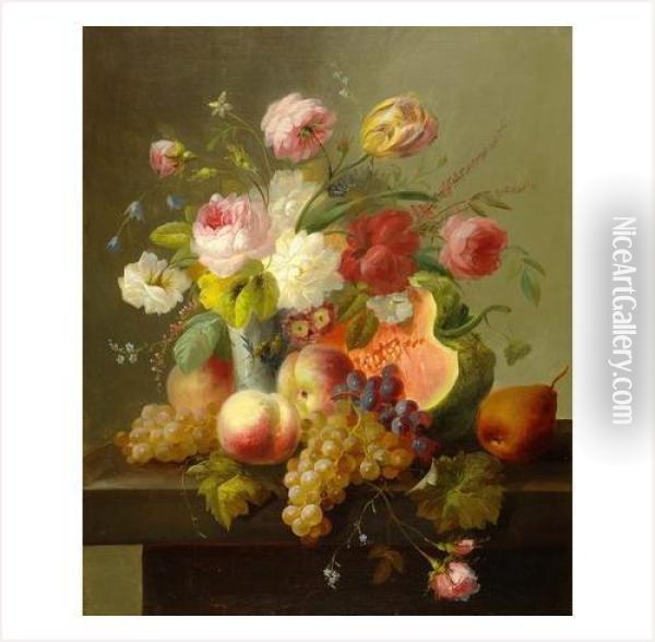 Fleurs Et Fruits Oil Painting - Jacques Louis David