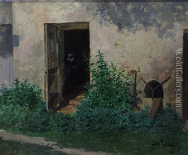 La Porte Ouverte Oil Painting - Jules Trayer