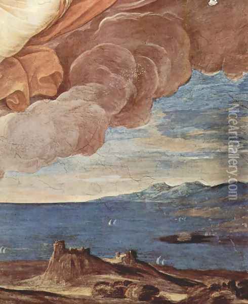 Aurora (Apollo follows the voraneilenden Aurora in his car), Detail 1 Oil Painting - Guido Reni