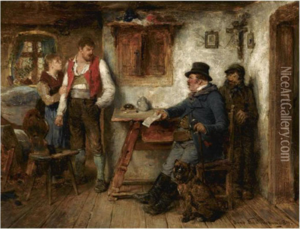 An Unexpected Visitor Oil Painting - Hugo Kauffmann