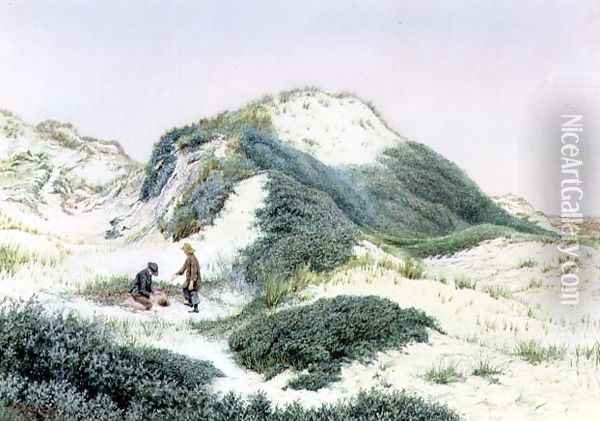 Among the sandhills at Hightown 1885 Oil Painting - R.H. Rutherford