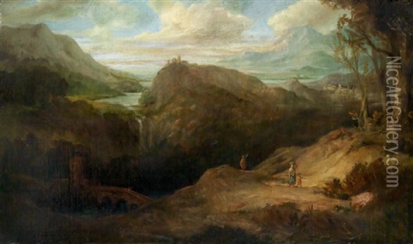 Ideale Gebirgs- Und Flusslandschaft Oil Painting - Friedrich von Amerling