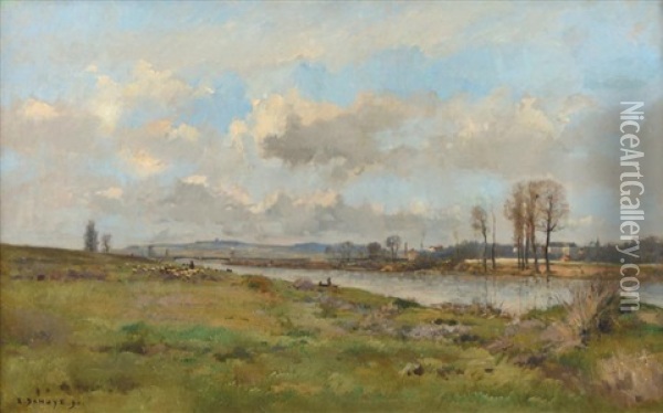Bord De Riviere Oil Painting - Pierre Emmanuel Eugene Damoye