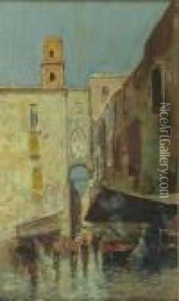 Il Mercato Oil Painting - Oscar Ricciardi