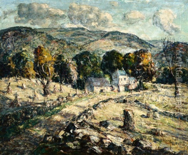 Summer, Rural Farm Scene Oil Painting - Ernest Lawson
