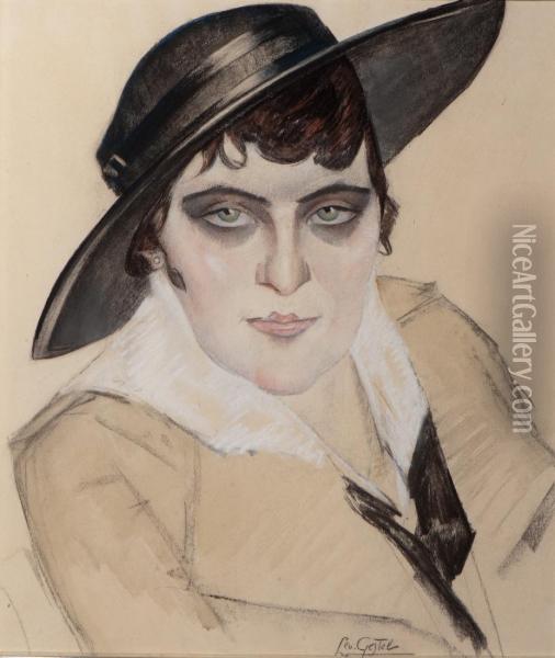 Portrait Of An Elegant Woman Oil Painting - Leo Gestel