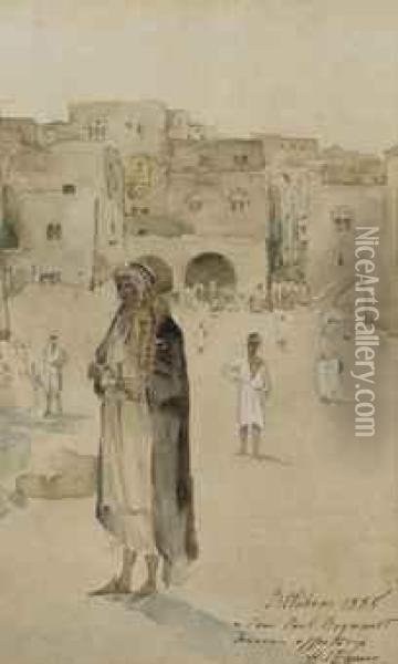 Bedouins A L'entree De Bethleem Oil Painting - Jean-Baptiste Anthony