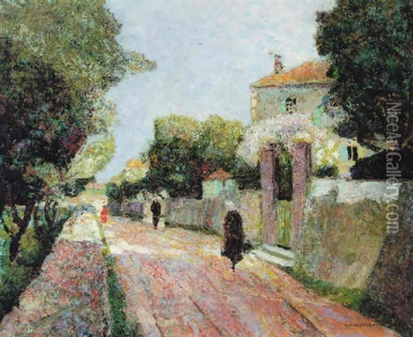 Rue De Village Ensoleillee Oil Painting - Victor Charreton