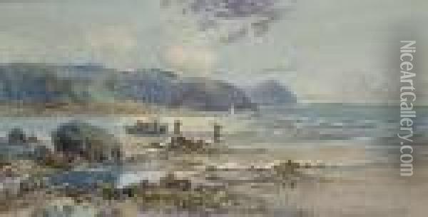 Low Tide, The River Conway, Deganwy Oil Painting - Joseph Hughes Clayton