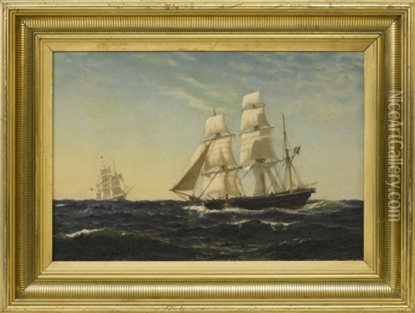 Ships In Heavy Seas Oil Painting - Johann Erik Christian Petersen