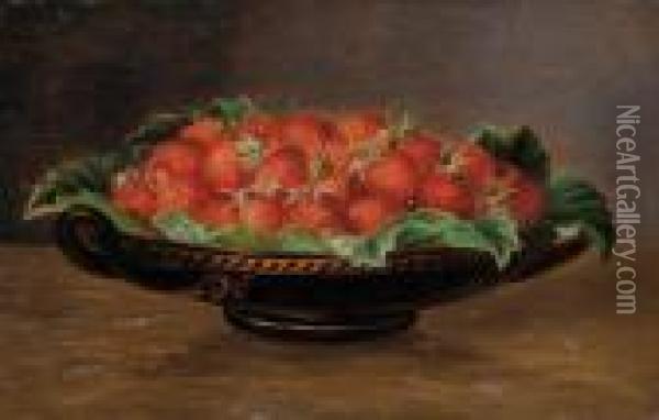 Strawberries In A Bowl Oil Painting - Johan Laurentz Jensen