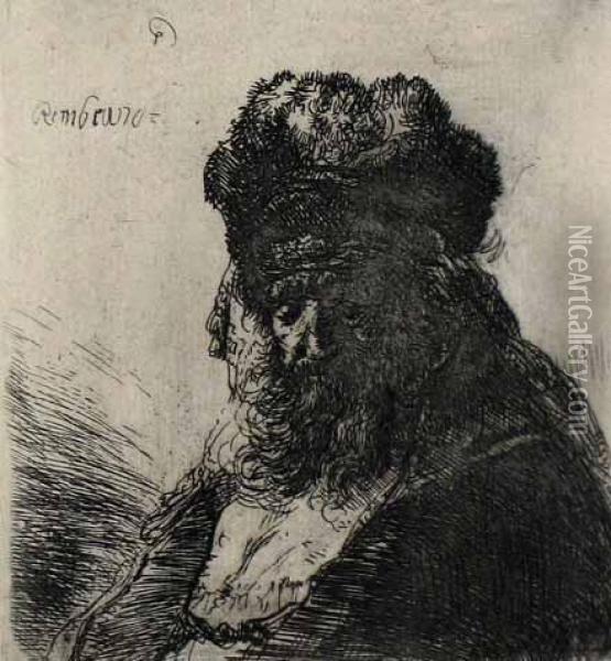 Old Bearded Man Oil Painting - Rembrandt Van Rijn