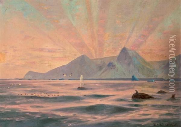 A View Of A Greenlandic Fiord Oil Painting - Julius Andersen