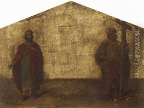 Saint Constantine And Saint Helen Oil Painting - Dimitrios Georgandas