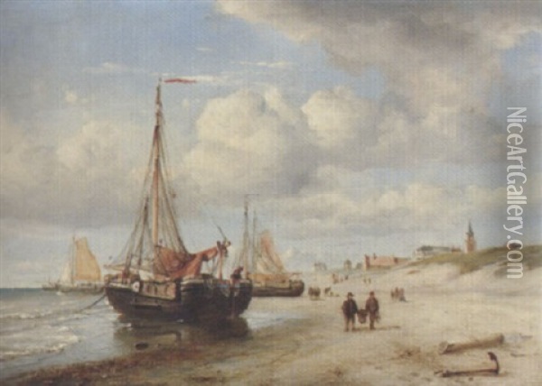 Der Strand Von Scheveningen Oil Painting - Petrus Paulus Schiedges the Younger