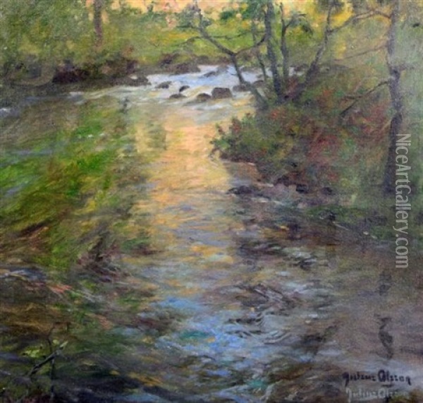 A Woodland Stream Oil Painting - Julius Olsson