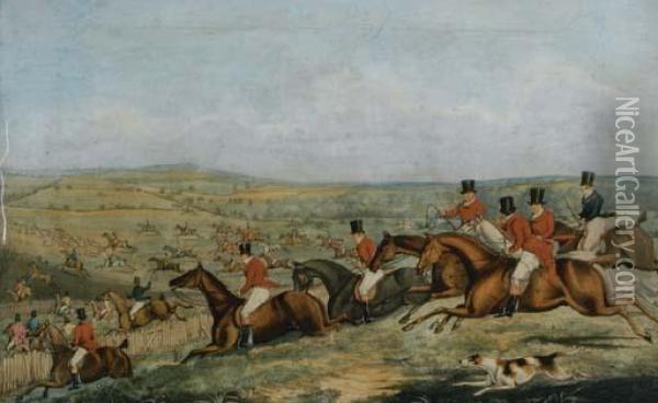The Leicestershire Hunt: Four Plates Oil Painting - Samuel Henry Alken