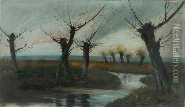 Wierzby Nad Rzeka Oil Painting - Mieczyslaw Korwin Piotrowski