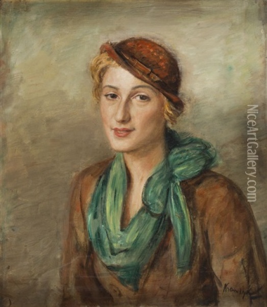 Miss K. Oil Painting - Roman Kramsztyk