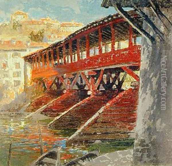 Ponte degli Alpini Bassano del Grappa 1910 Oil Painting - Charles Hodge Mackie
