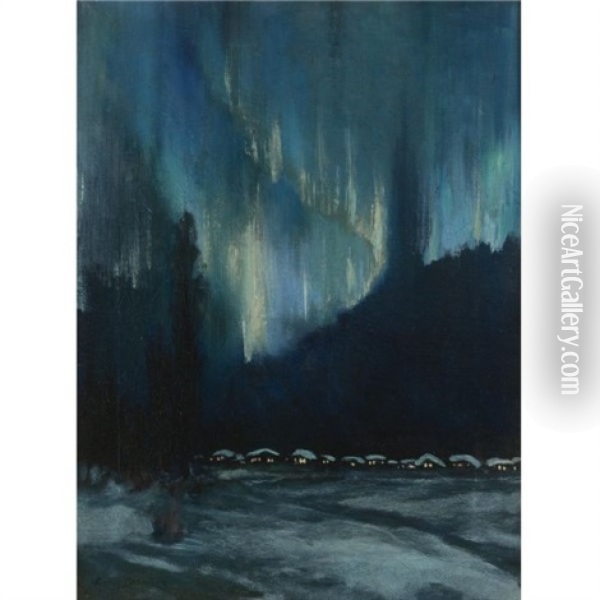 The Northern Lights Oil Painting - Sydney Mortimer Laurence